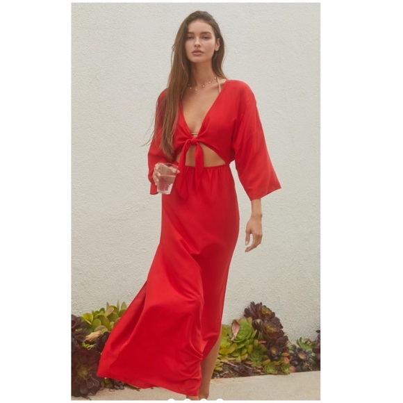 Anthropologie Dresses & Skirts - By Anthropologie Tie-Front Cover up Red Dress